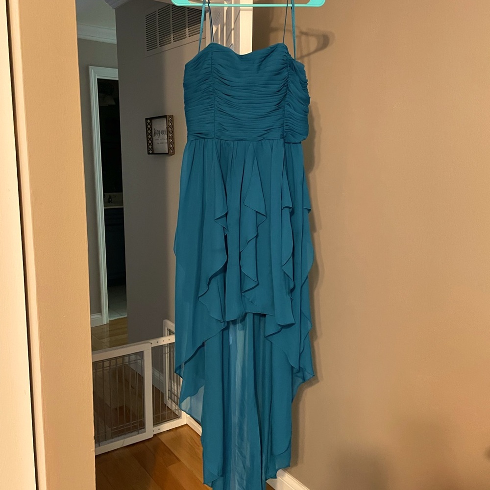 Teal high low dress